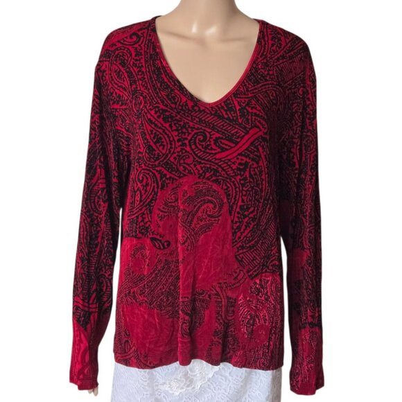 Chico's Travelers Tunic Top multicolor Paisley Slinky Stretch size 3 - Picture 2 of 6
